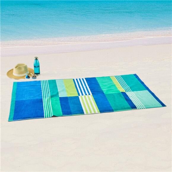 Everyday Cool Multicolor Broken-Stripe Yarn-Dyed Cotton-Blend Beach - Picture 1 of 5